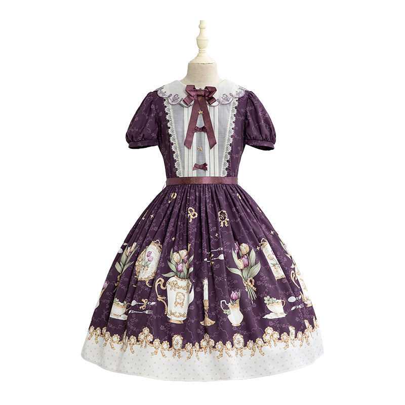 Tulip Tea Party Embroidered Collar Dress