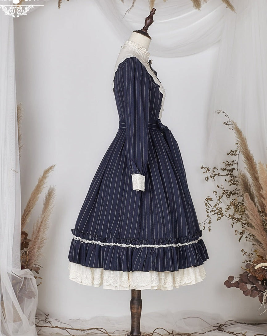 【予約販売】英国クラシカルロリィタ縦縞ワンピース