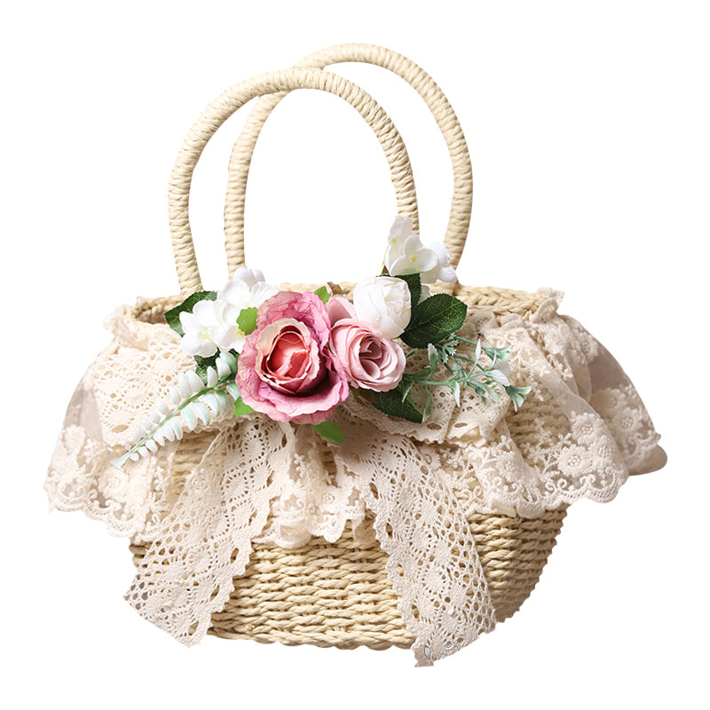 Handmade Flower Mini Basket Bag