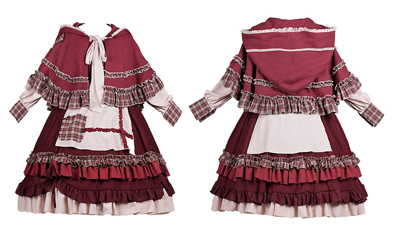 Little Red Riding Hood Layered Skirt Country Lolita Dress