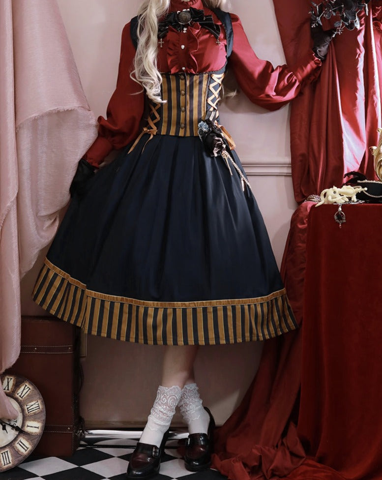 [Pre-order] Lord and noble's gothic lolita vertical striped skirt and vest
