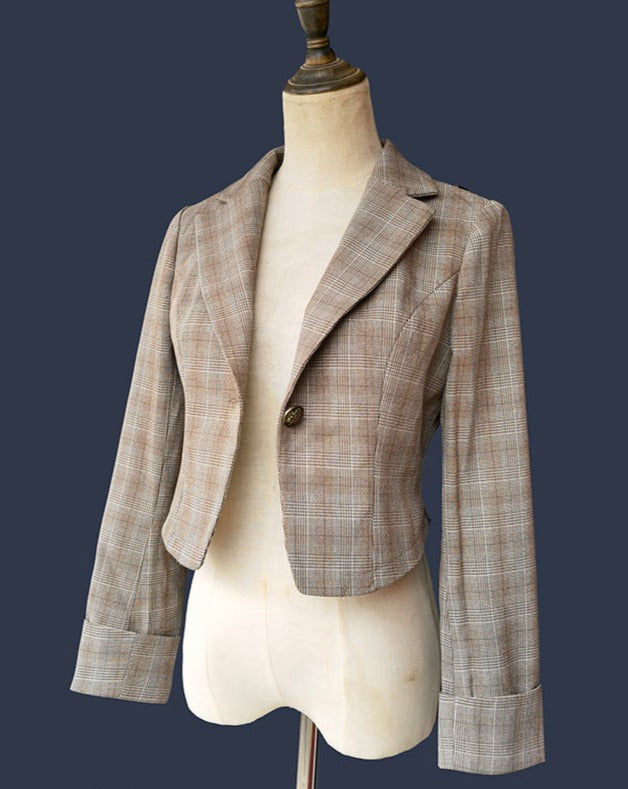 Foggy Track Traditional Check Jumper Skirt and Jacket