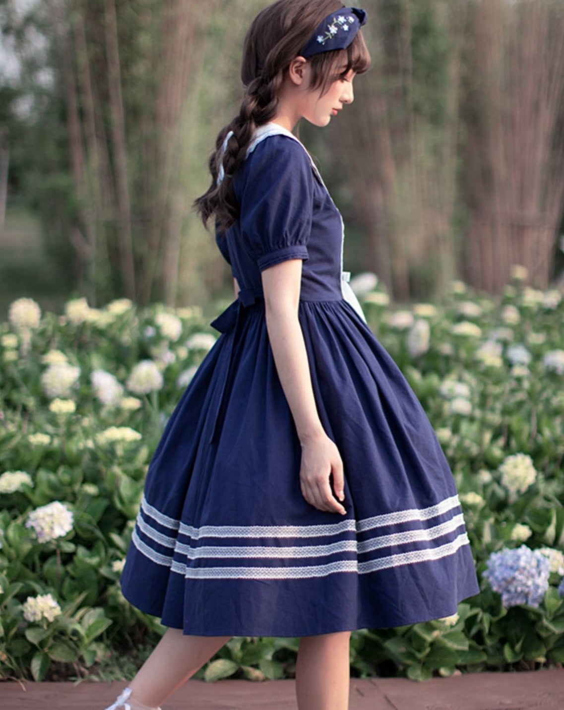 勿忘草の花束刺繍ワンピース – ロリータファッション通販RonRon