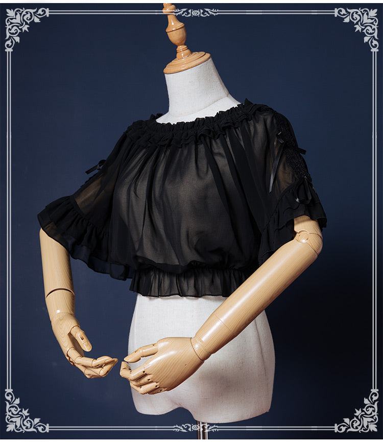 Chiffon half-sleeve sheer blouse