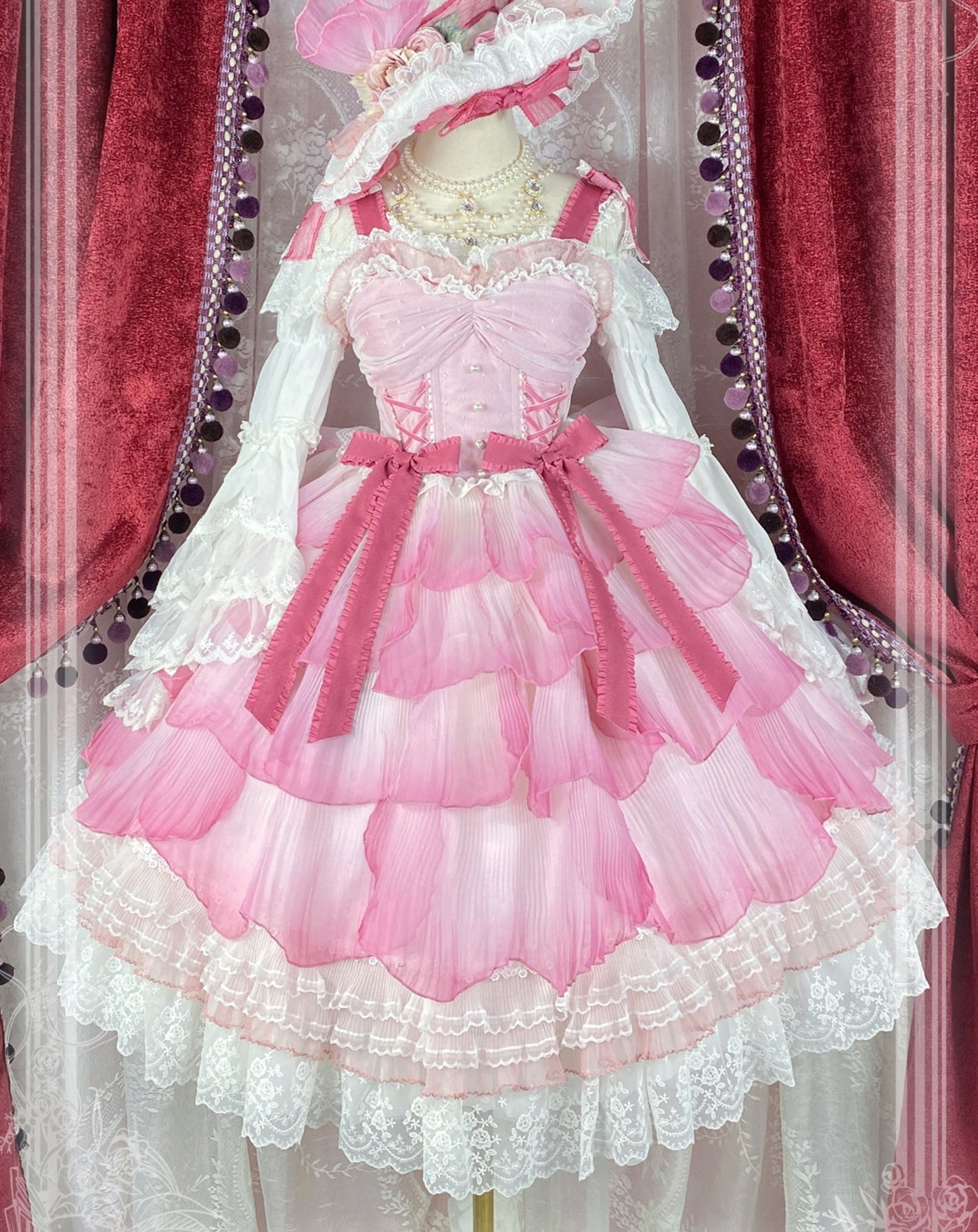 Petals swaying, double-flowered rose princess dress