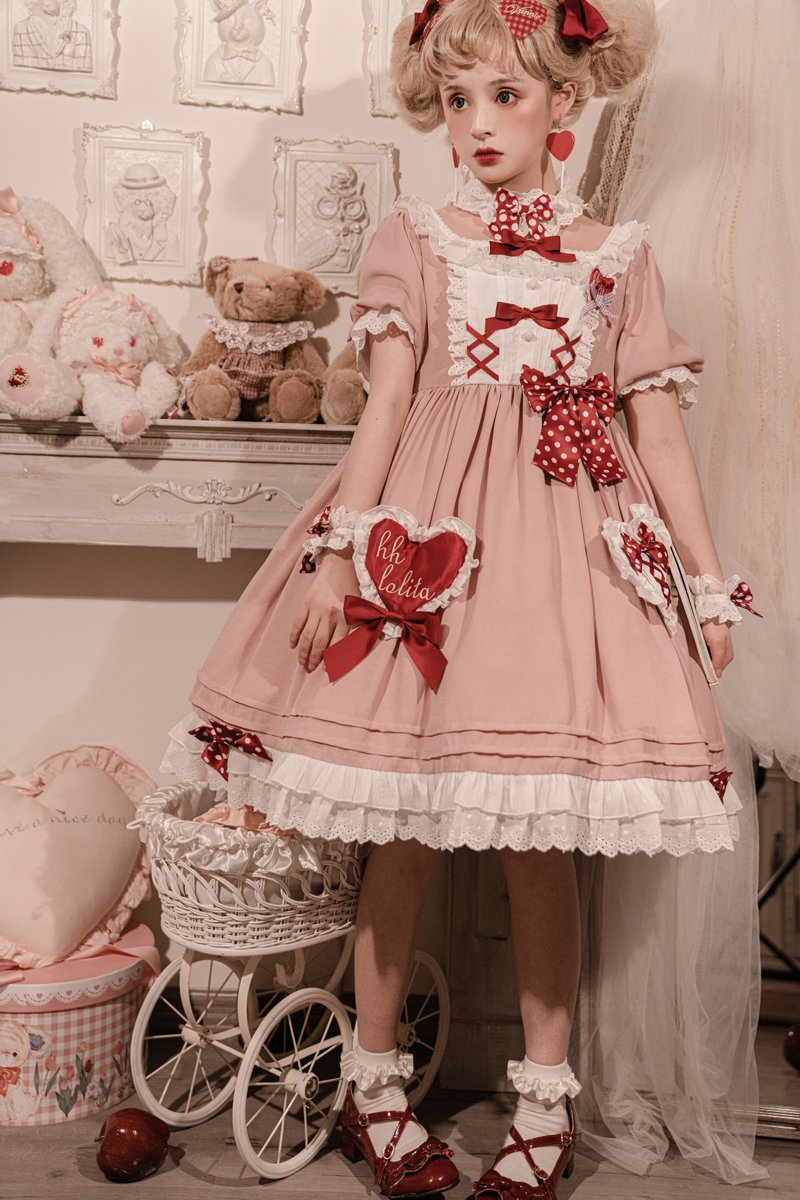 ハートとリボンがいっぱいのラブリー 甘ロリ ワンピース｜アイドル衣装｜