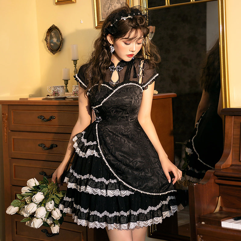 Black Mini China Elegant Lolita Dress