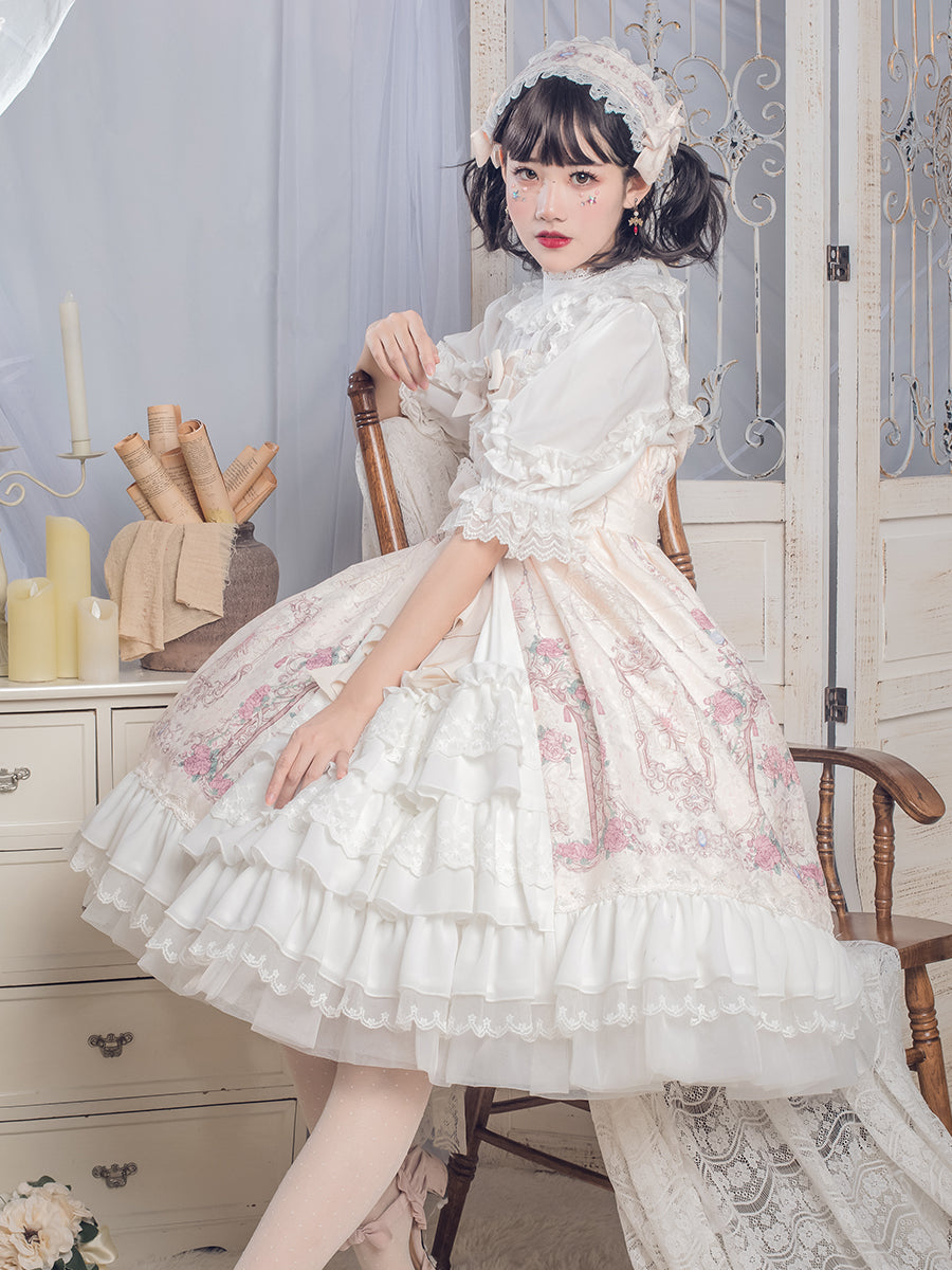 【予約販売】ダブルリボンフロントレース ロリータジャンパースカート