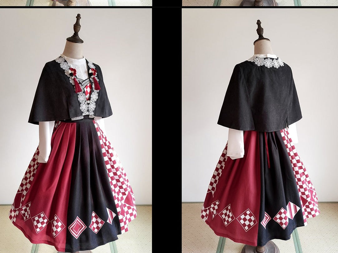 #9 Result of 和ろり 大正浪漫 菱形格子の和ロリジャンパースカートとマント 和ロリ – ロリータファッション通販RonRon (NONE of the images is related to this website.) 和ろり 大正浪漫 菱形格子の和ロリジャンパースカートとマント 和ロリ – ロリータファッション通販RonRon