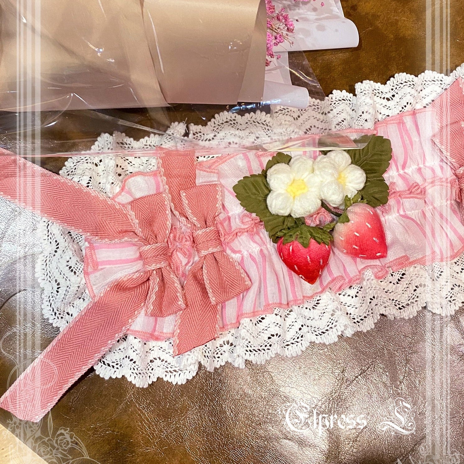 【同時購入のみ】フリルとリボンのストロベリープリンセス ブローチ・ボンネット・チョーカー他