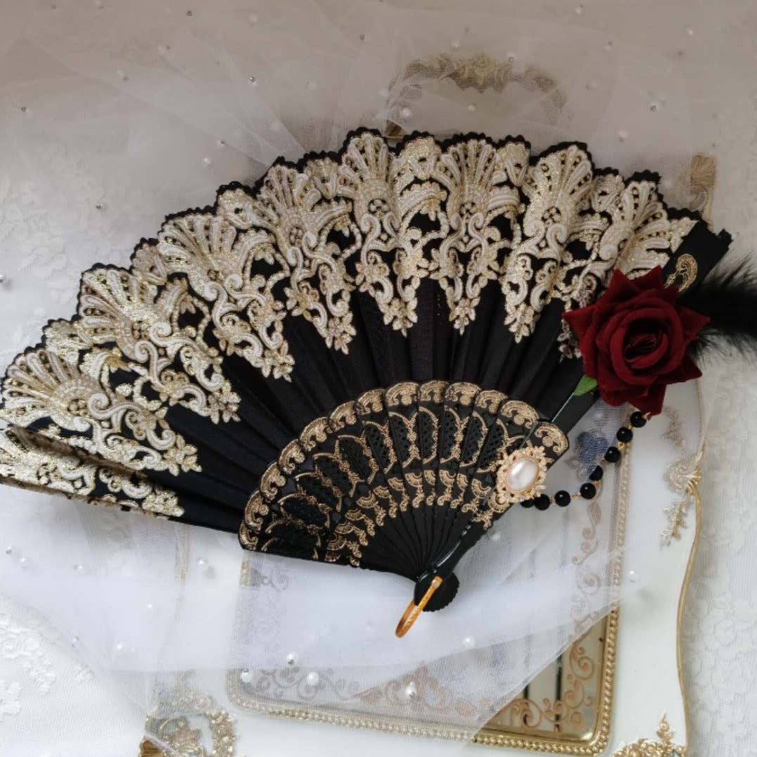 Gothic Lolita Rose Elegant Fan All 2 colors