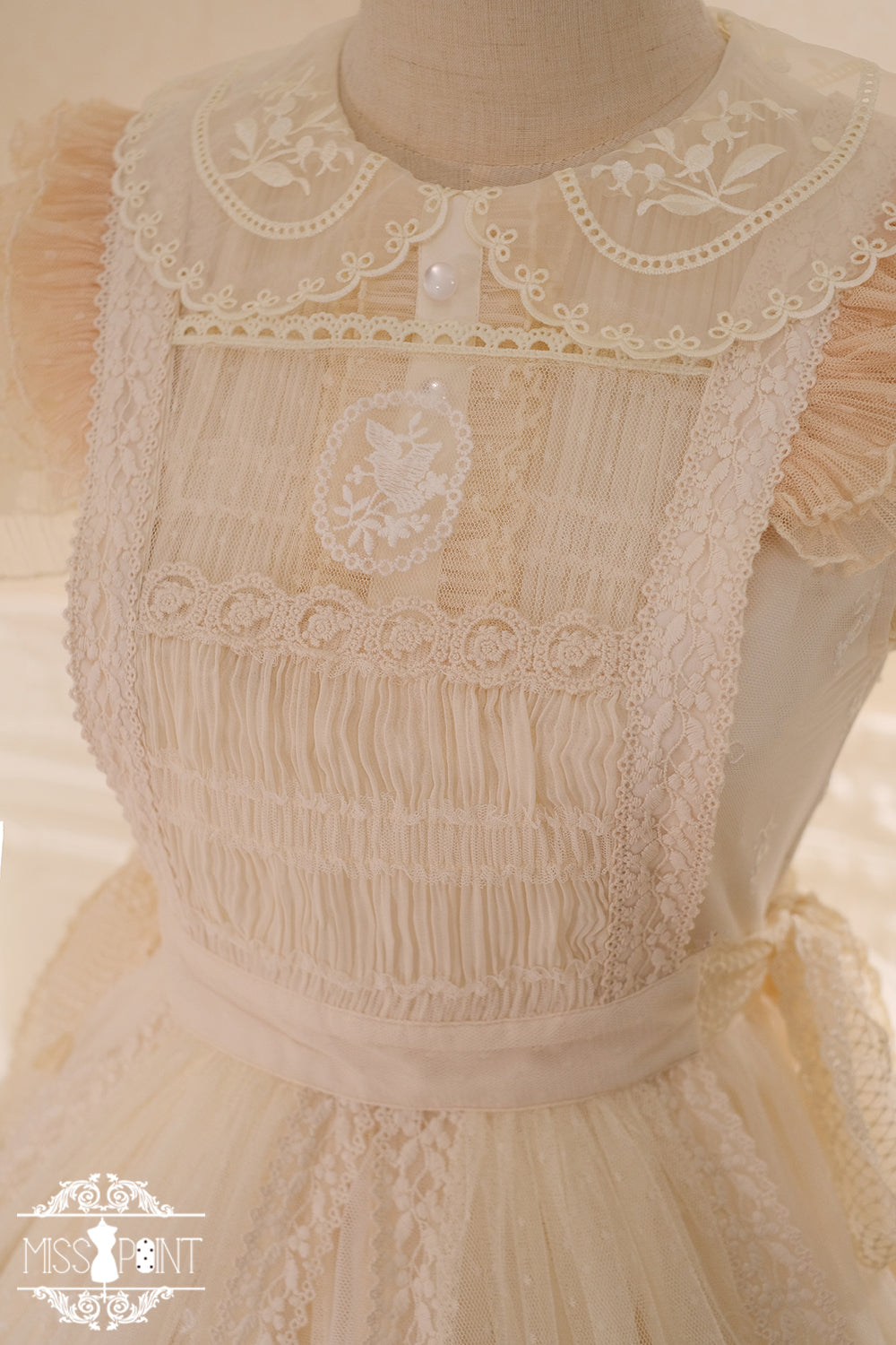 [Simultaneous purchase only] Suzuran flower embroidery front and back 2way lace apron