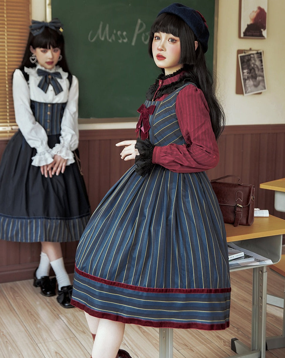 Gothic Lolita Vertical Striped Jumper Skirt of Lord Nobility