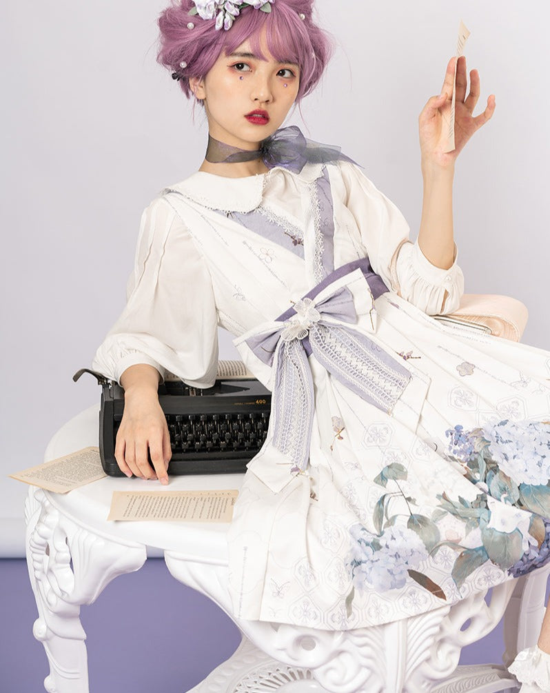 紫陽花柄の和風ロリィタジャンパースカート