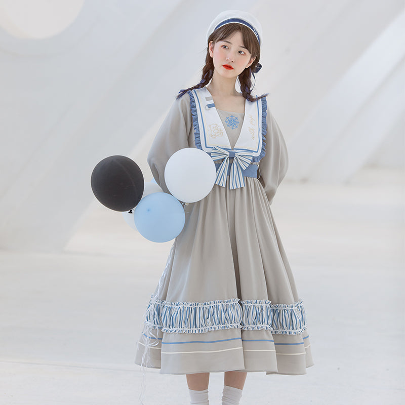 [Worn by Liyuu] Gray Blue Lolita Dress in Sailor Color