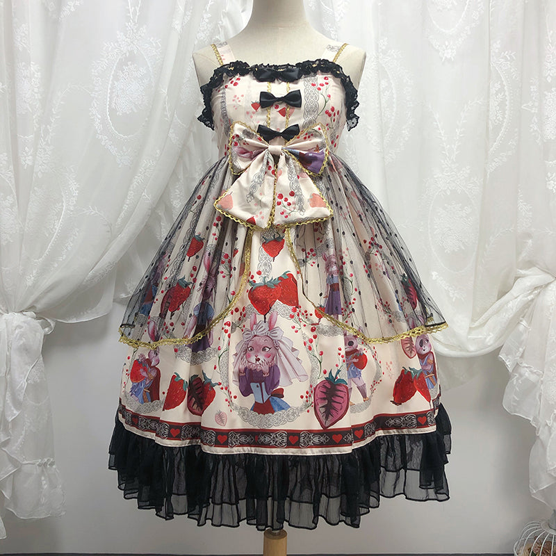 Rabbit and Strawberry Gothic Lolita Jumper Skirt