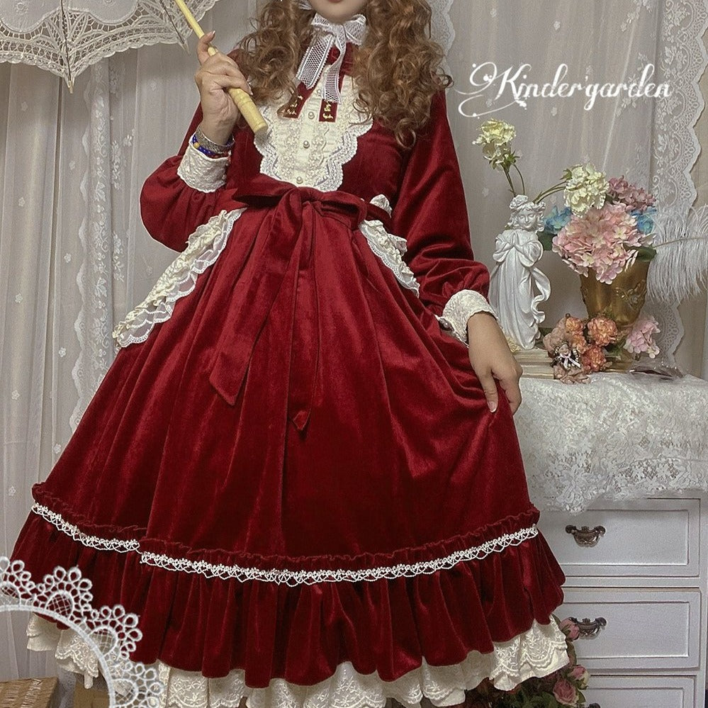 British Classical Lolita Velvet Dress