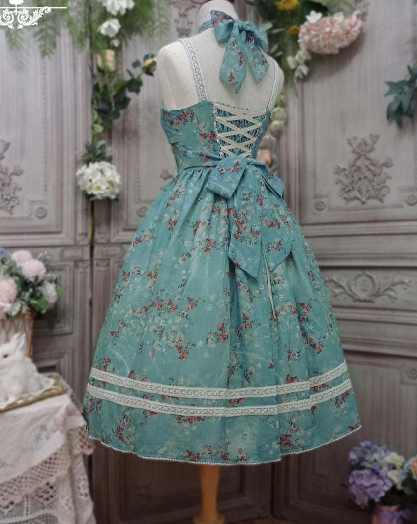 【予約販売】花海棠のフロントリボンクラシカルジャンパースカート
