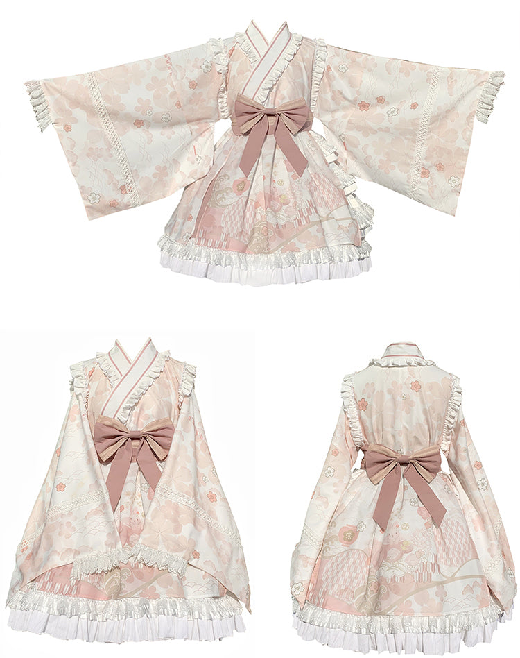 【予約販売】和風 さくらピンク 着物 ロリータ ドレス