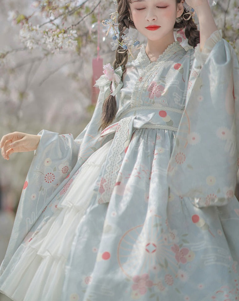 Japanese loli pastel color flower sweet dress