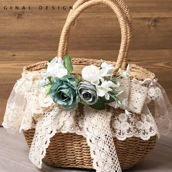 Handmade Flower Mini Basket Bag