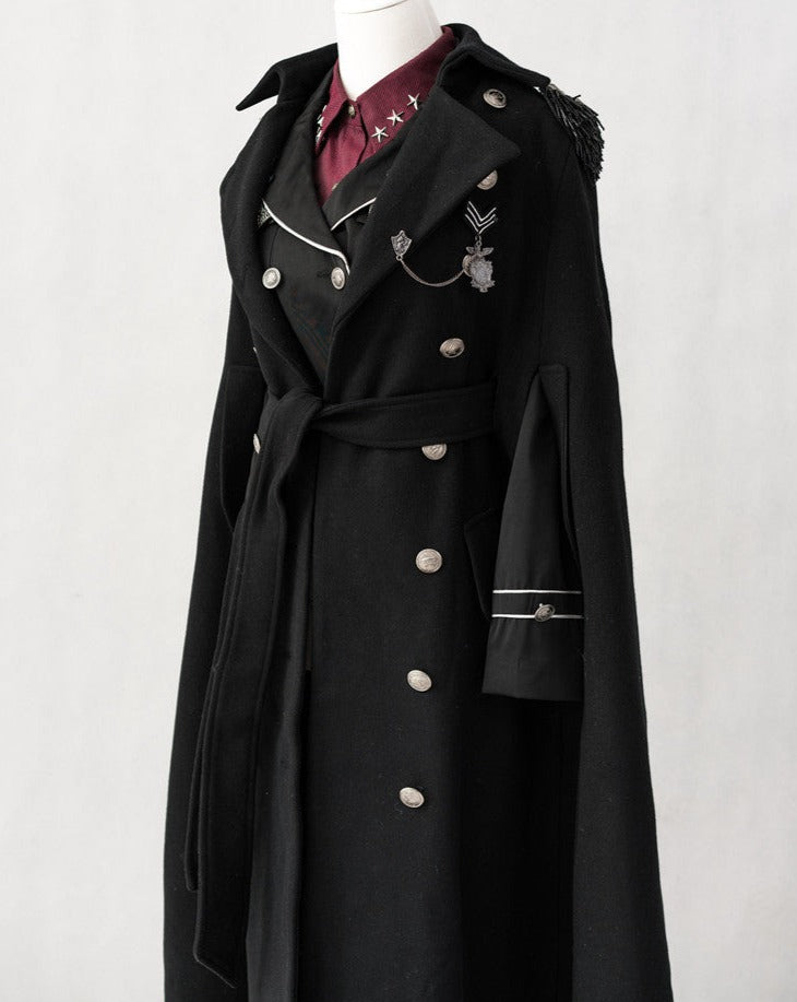 Oath in Black Military Lolita Fur Cloak