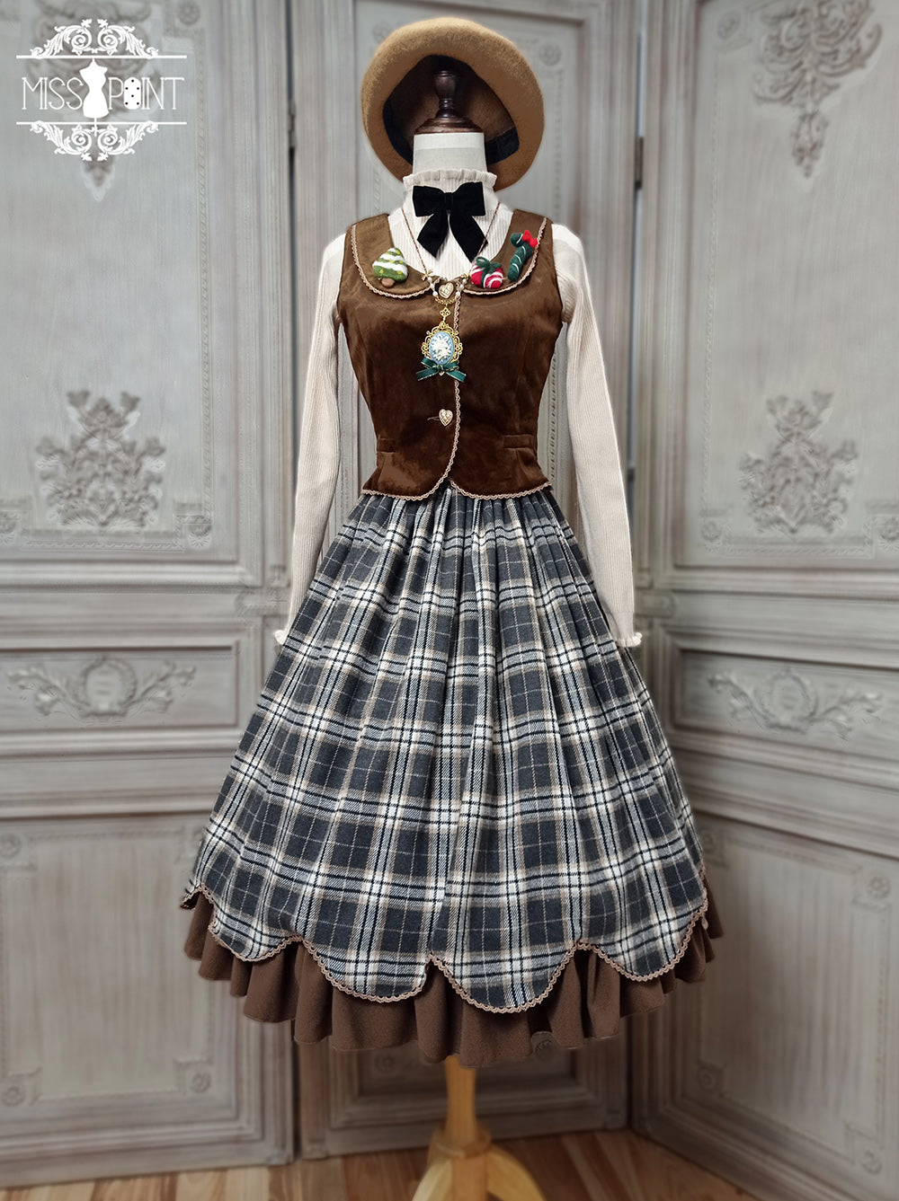 [Pre-order] Classical layered skirt with plaid pattern
