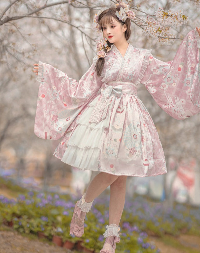 Japanese loli pastel color flower sweet dress