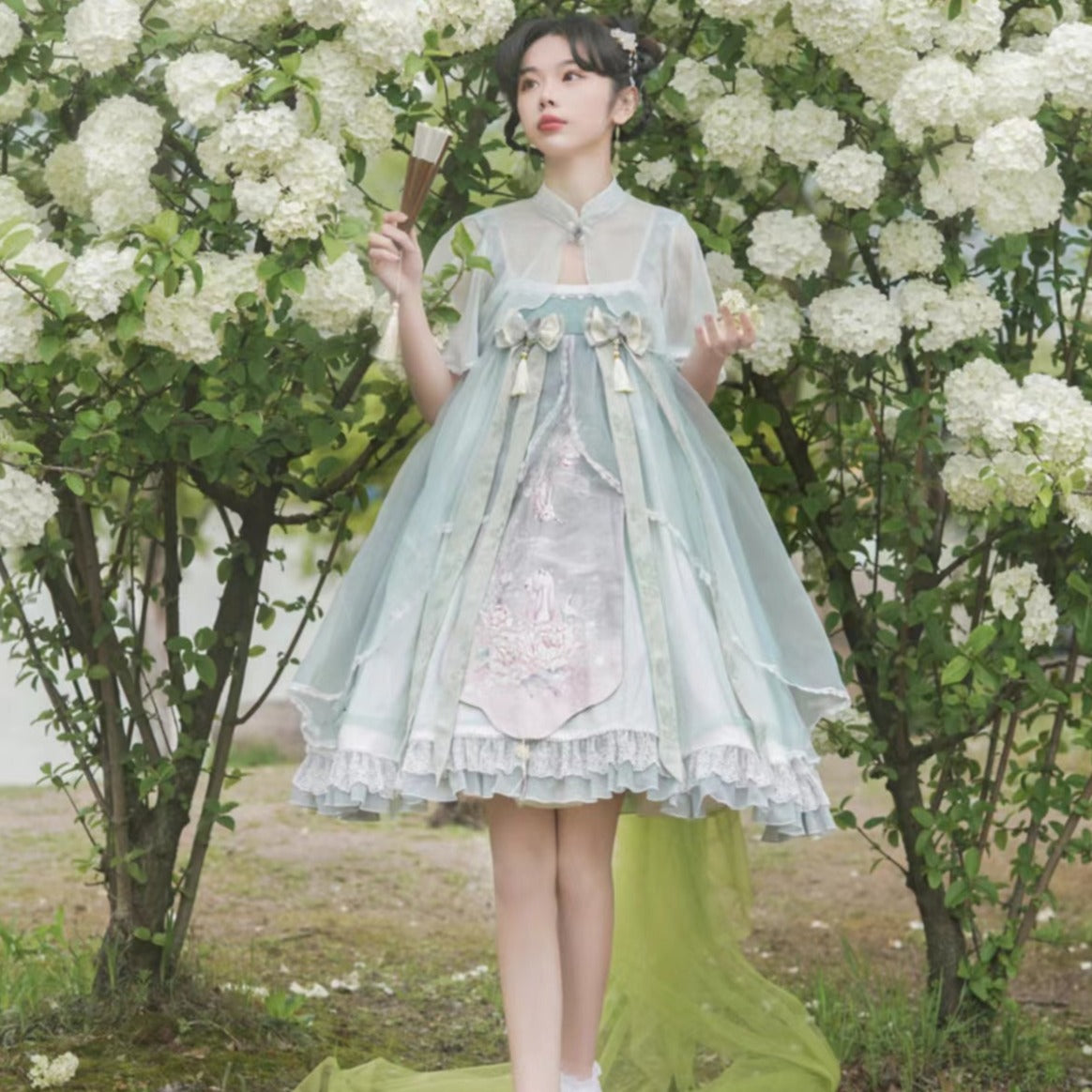 Camellia Poetry Flower Lolita Jumper Skirt・Full Set