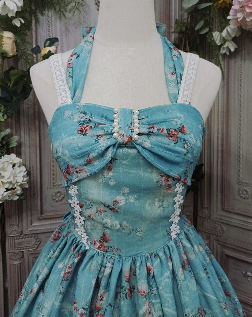 【予約販売】花海棠のフロントリボンクラシカルジャンパースカート