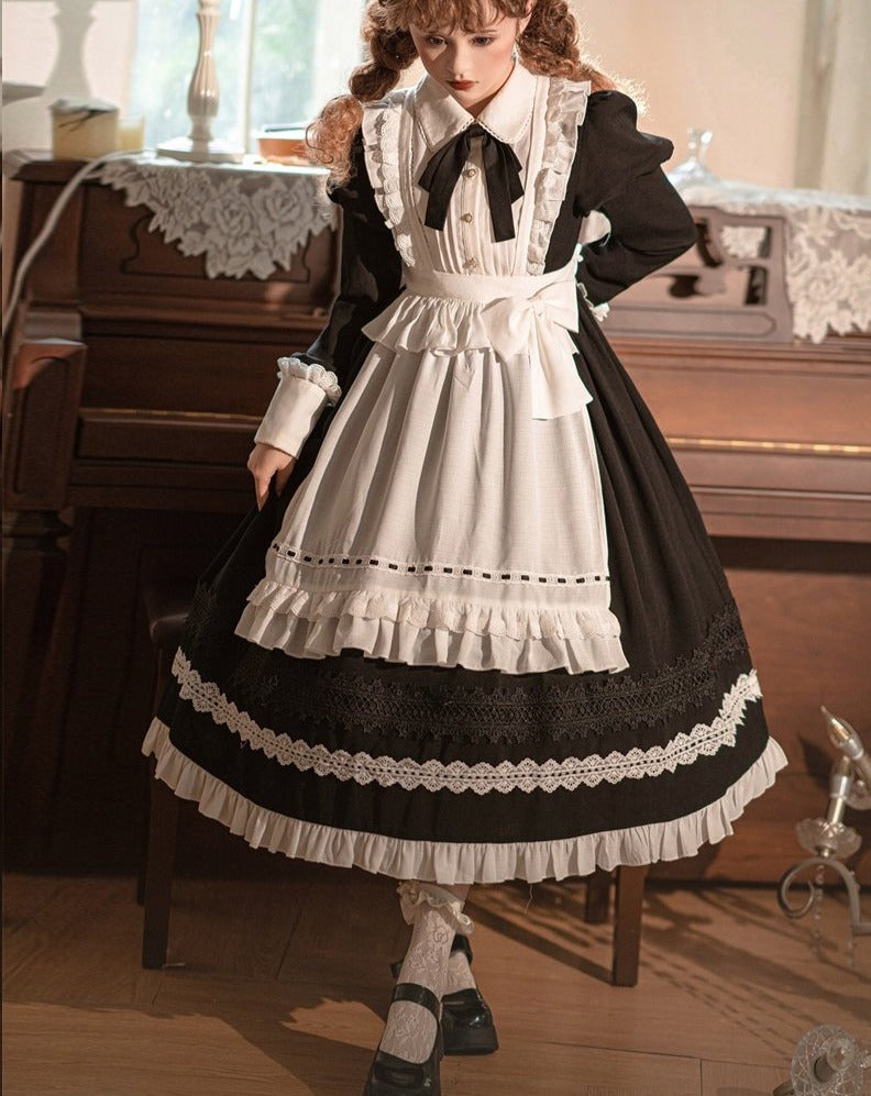 メイド風エプロン付きクラシカル ロリィタ ワンピース