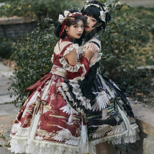 鶴の飛翔 華ロリプリンセスドレス フルセット