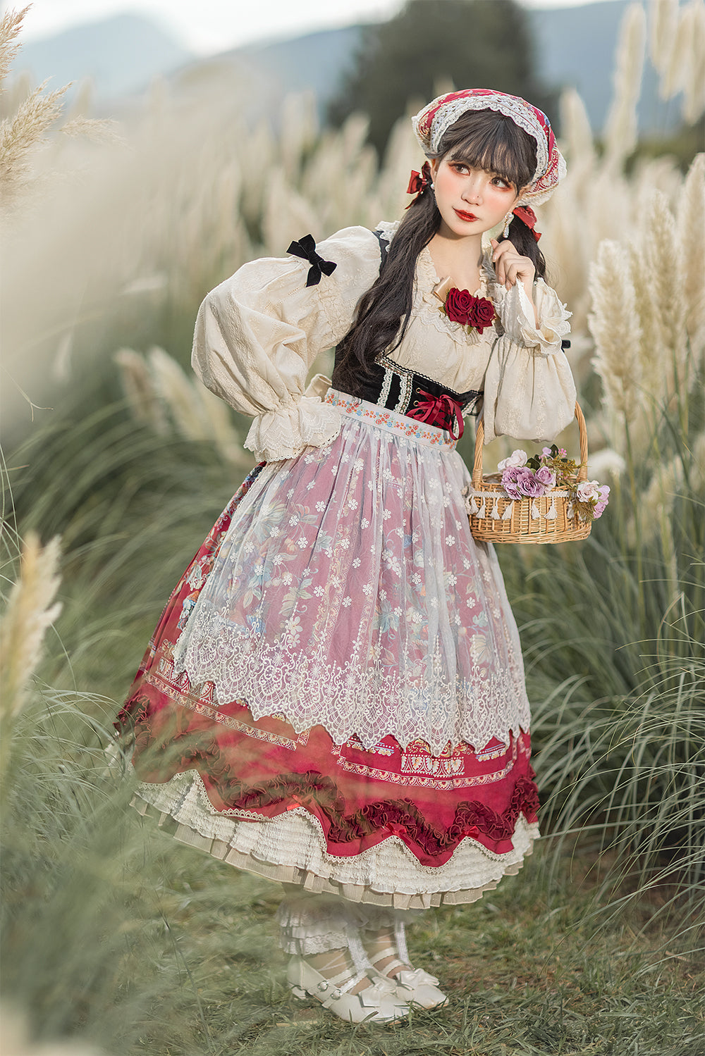 [Pre-order] Bavarian Girl Country-style Jumper Skirt [Long Type]