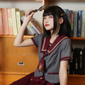 Hogwarts School of Witchcraft and Wizardry Sailor Collar Short Sleeve Top [Gray]