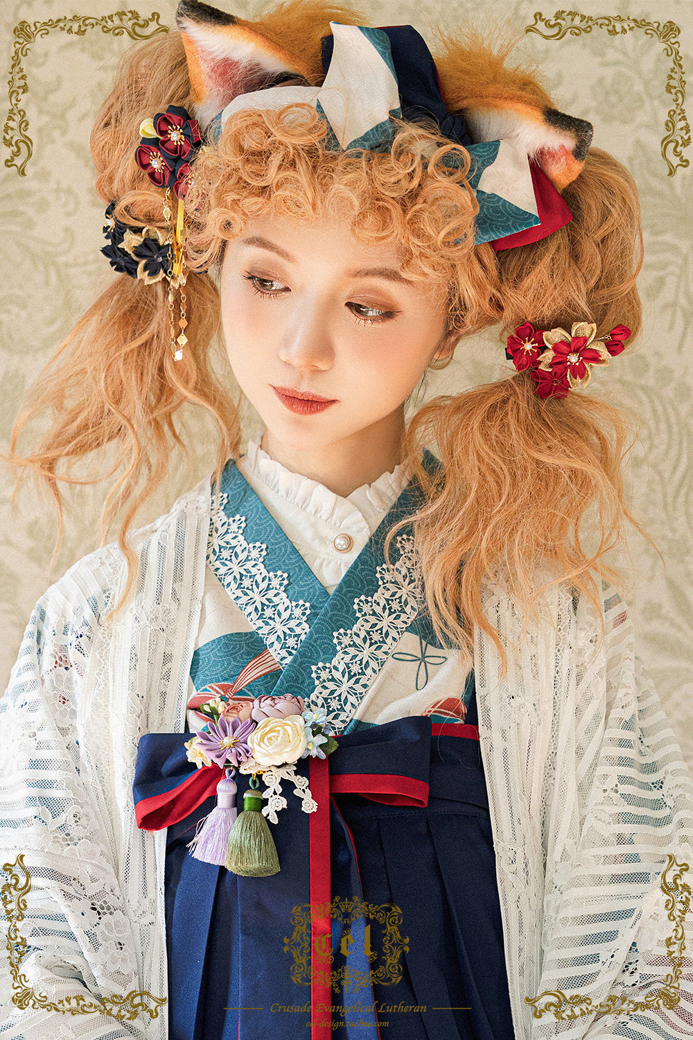 【同時購入のみ】和ロリ カチューシャ・コサージュ・付け襟