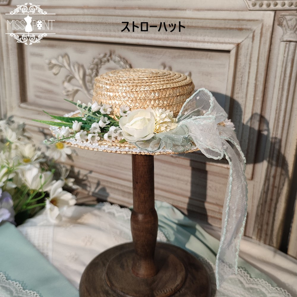 【同時購入のみ】鈴蘭の花刺繍 ボンネット・帽子・カチューシャ