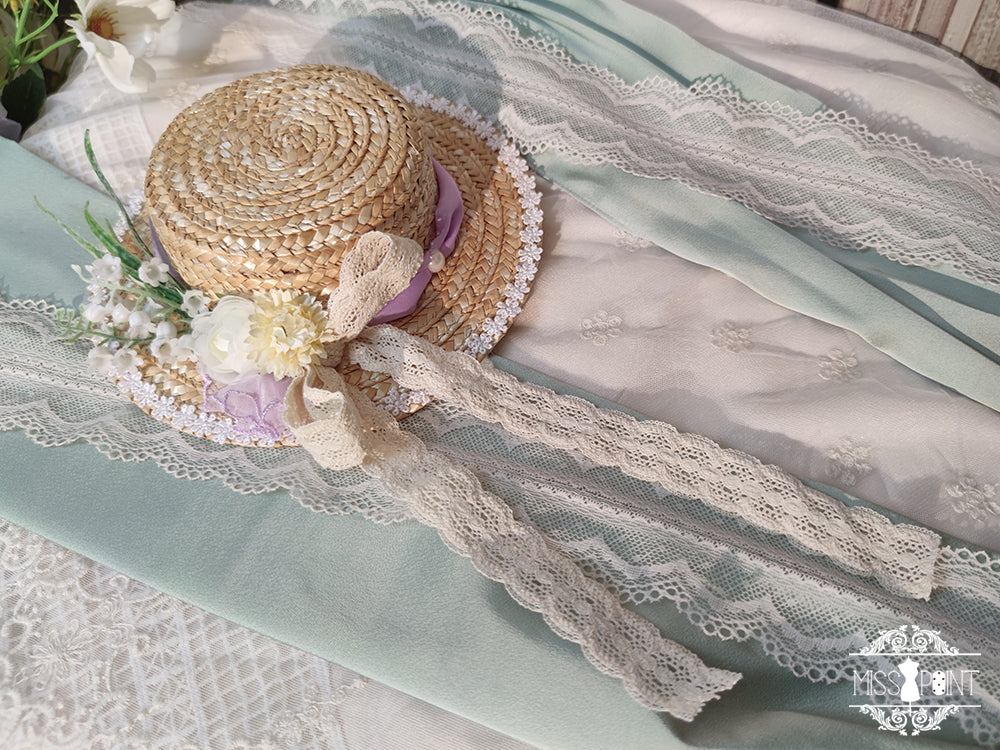 【同時購入のみ】鈴蘭の花刺繍 ボンネット・帽子・カチューシャ