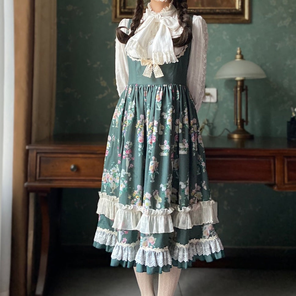 華瓶の花エレガントクラロリジャンパースカート – ロリータファッション通販RonRon