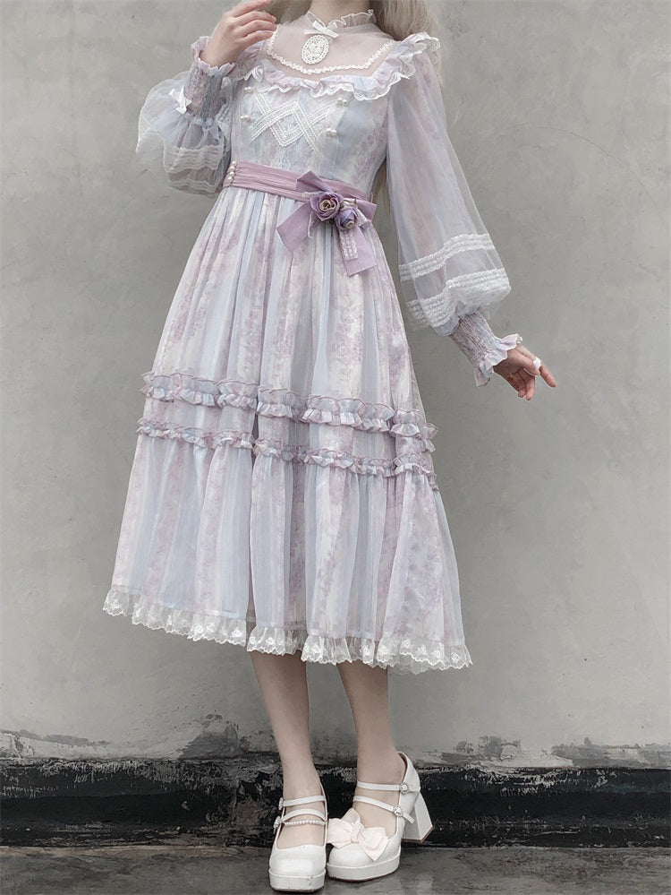 【予約販売】Garden of Flowers シアースタンドカラーワンピース