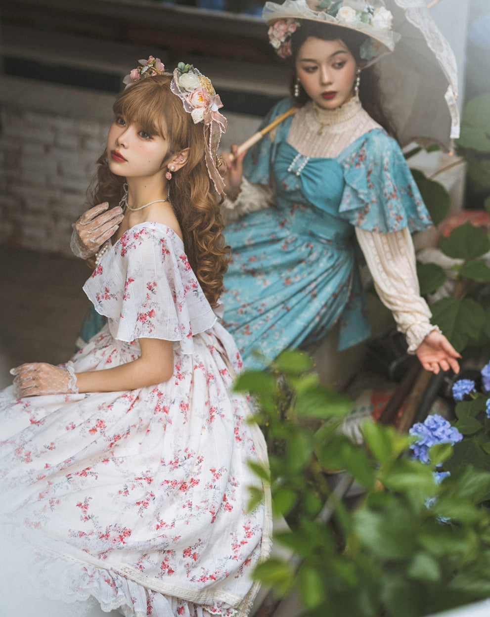 【予約販売】花海棠のフロントリボンクラシカルワンピース