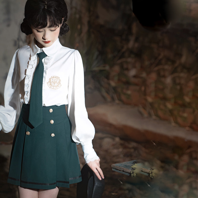Magic academy setup with uniform style cloak