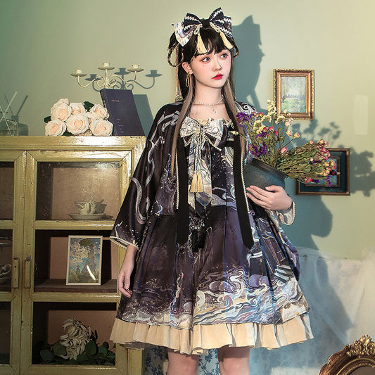 [Pre-order] Chinese style milk ruffle lolita jumper skirt