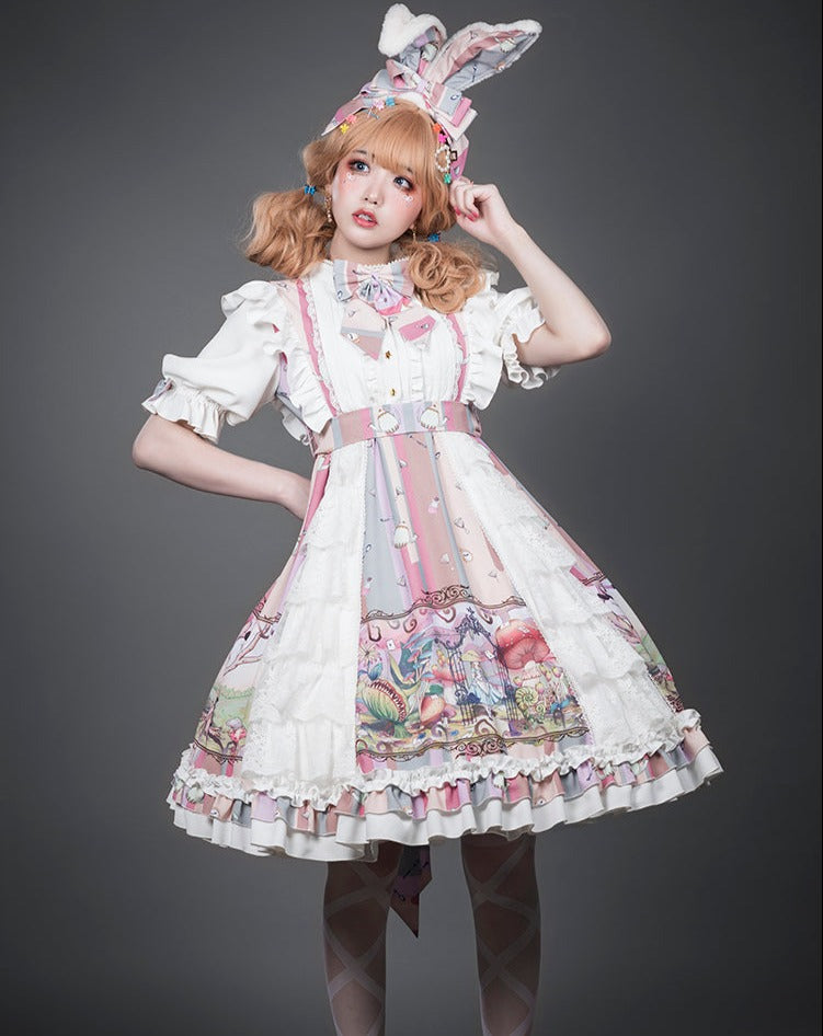 Alice in Wonderland sweet loli pink dress and headband