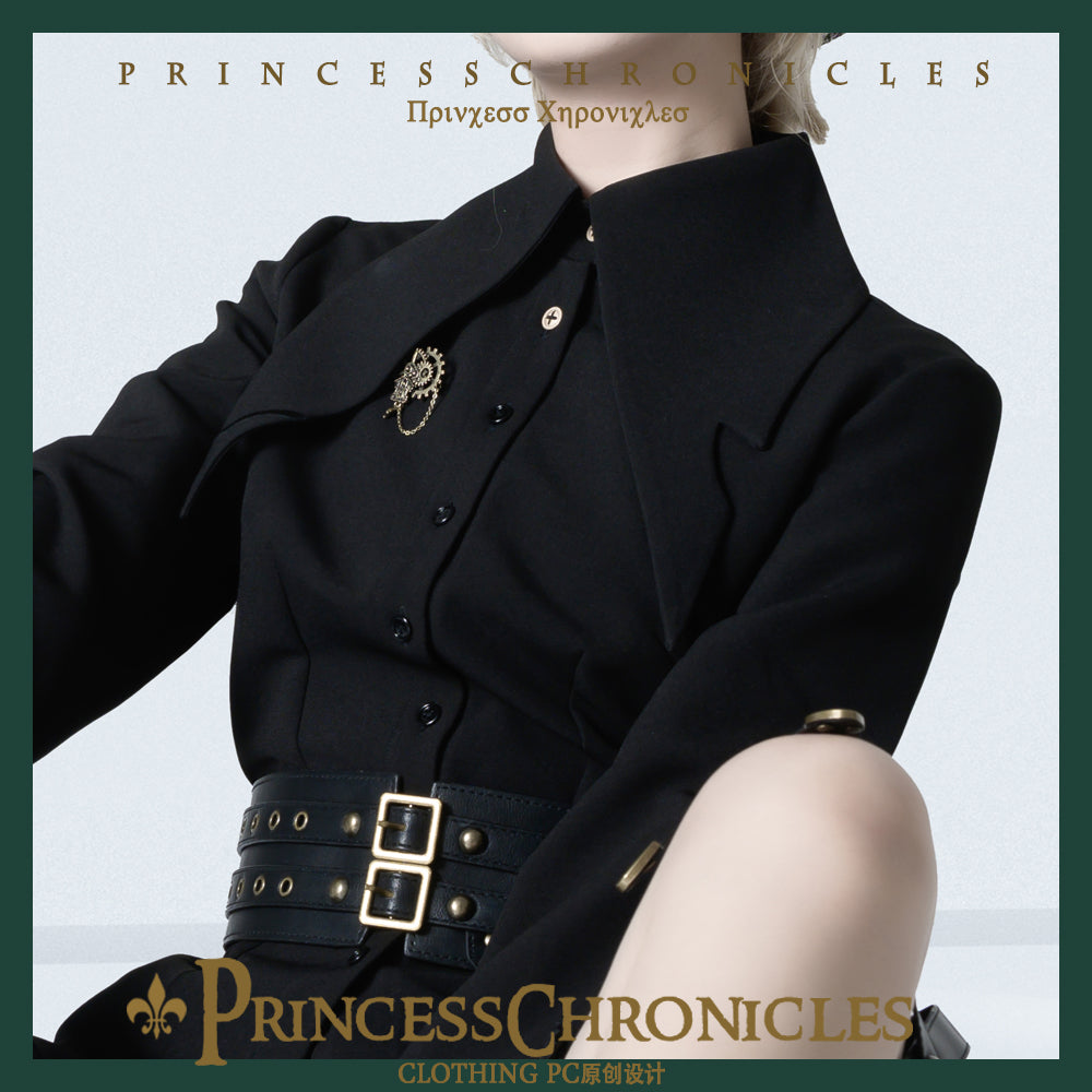 Prince Lolita Pointed Collar Black Blouse