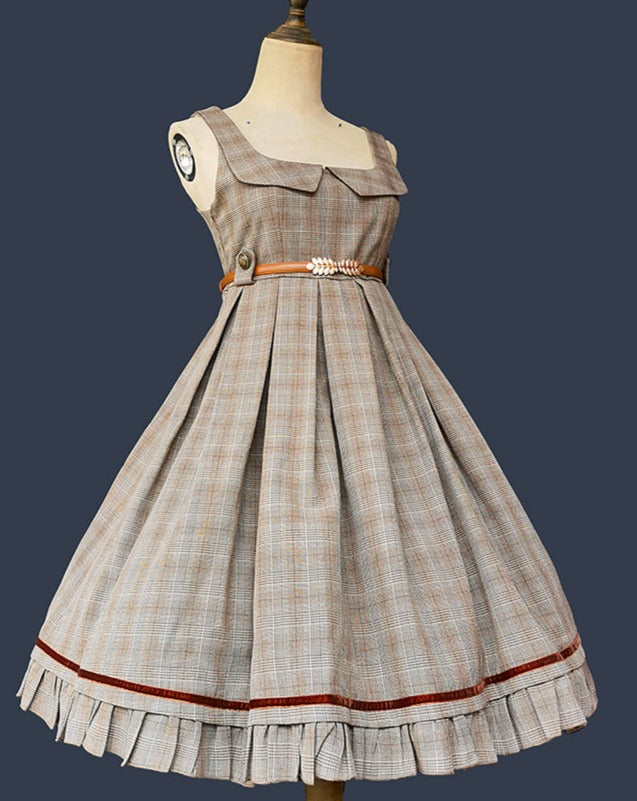 Foggy Track Traditional Check Jumper Skirt and Jacket