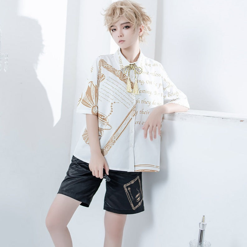 Prince Lolita Black Printed Short Pants