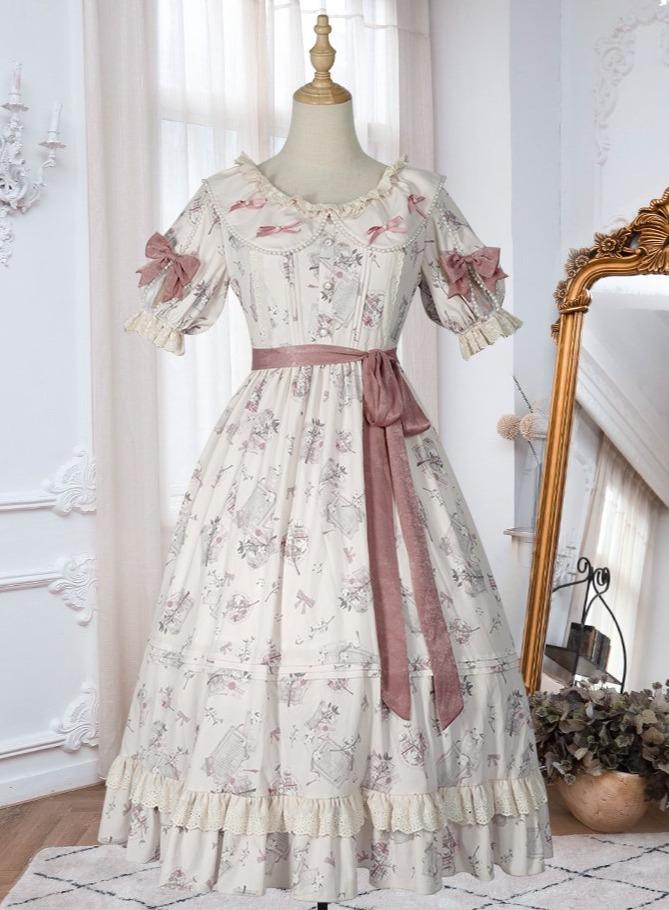 Pre-order [IDOLFILE] featured products | Sweet loli lolita dress with pearl and pink sash ribbon