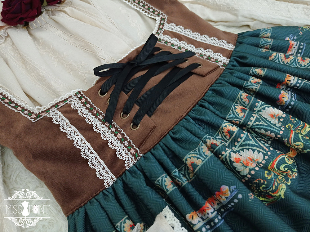 [Pre-order] Bavarian Girl Country-style Jumper Skirt [Long Type]