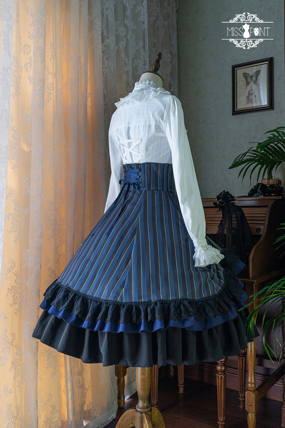 領主貴族のゴスロリ縦縞ハイウエストスカート – ロリータファッション