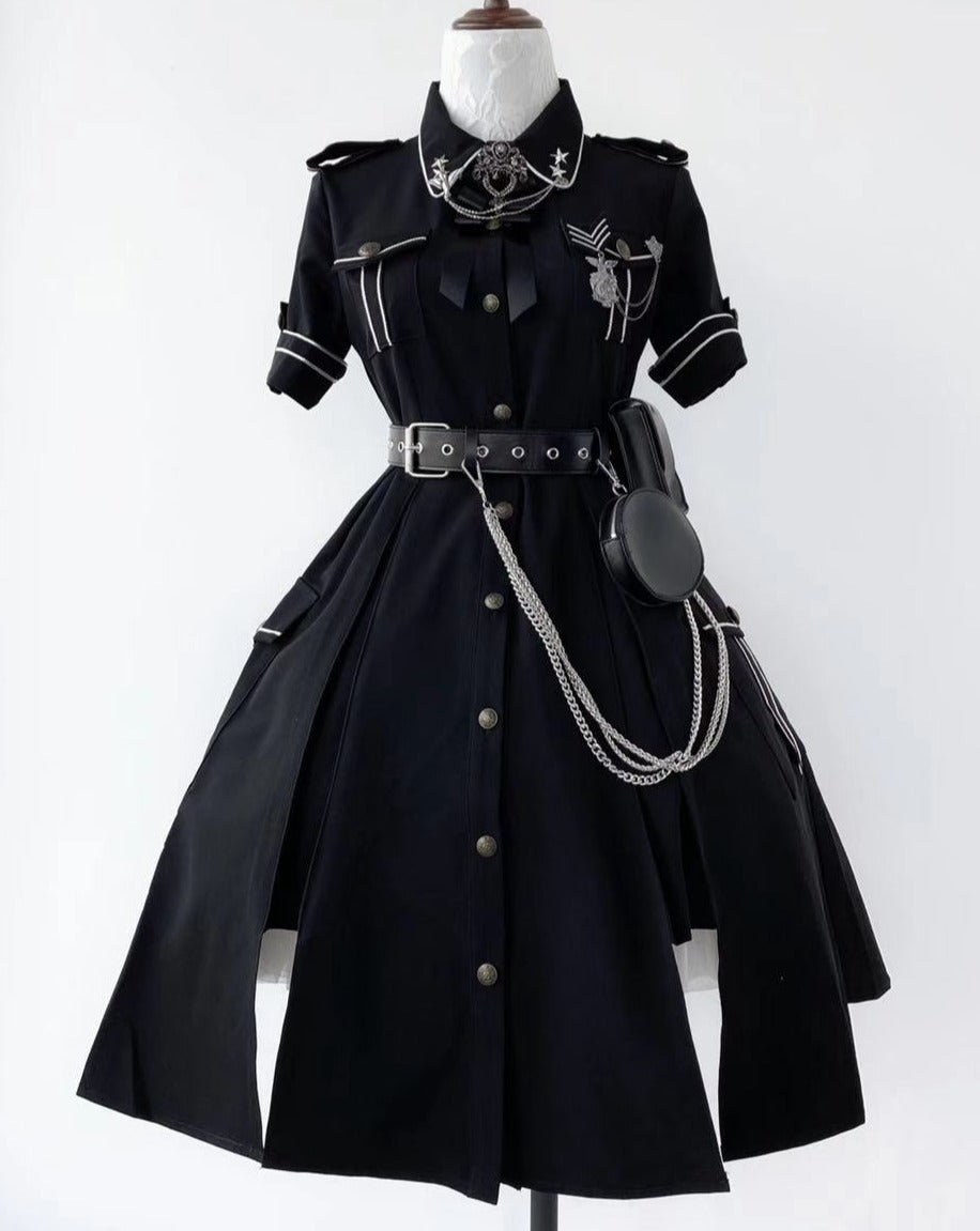 [Pre-order] Military Lolita Dark Gothic Short Sleeve Dress